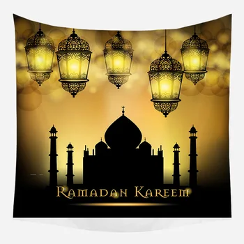 2021 Eid Mubarak Ramadan Festival Tapestry Kuu Laterna Palace Muster Teenetemärgi elutuba, Magamistuba Riided Moslemi Poole