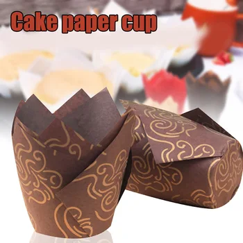 50tk Tulbi Küpsetamine Paberi Cups Cupcake Muffin Voodrid, Kiletajad Küpsetamine Tassi Muffin Ravida Cup Pulm PAK55