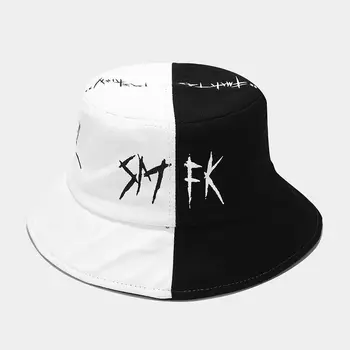Kopp-Mütsid Star Silma Graffiti Trükitud Segast Päikesekaitsetoodete Panama Müts Cotton Fashion Must Valge Harajuku Hip-Hop Kalamees Kass