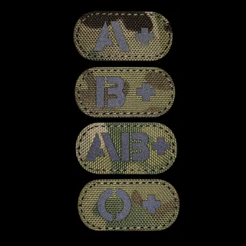 IR-reflective A+B+AB+O+veregrupi 5*2,5 cm esimene Tikand Plaastrid Märgid Embleemi sõjalise Armee Aksessuaar Konks ja silmus Taktikaline