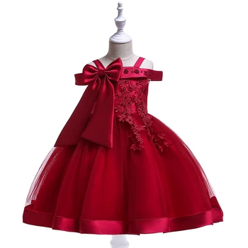 Laste Kleit Suur Kummardus Tüdruku Decal Printsess Kleit ühe Õla Punane uusaasta Kleit