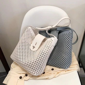 Õõnes valge messenger bag naiste kott pehmest nahast 2-osaline komplekt õlakott beach kott 2021 suvel uus käekott lihtne kopp kott