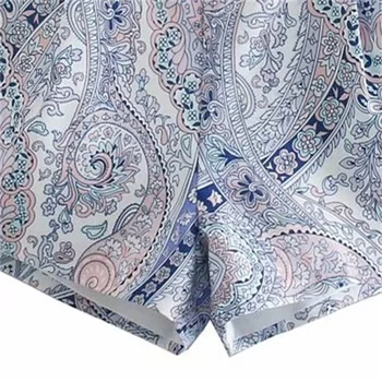 ZXQJ Naiste 2021 Moe Vöö Trükitud Paperbag lühikesed Püksid Vintage Kõrge Elastne Vöökoht Naiste Lühikesed Püksid Mujer