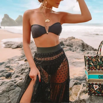 Hirigin Seksikas Beach Kleit Bikiinid Kate Ups 2019 Uus Armas Dot Trükitud Kõrge Wasit Beach Kate Kleit Naiste Trikoo Supelrõivad
