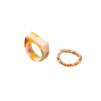 AOMU 2PCS/SET Korea Värvikas Geomeetriline Vaik Crystal Beaded Rõngad, Naised, Tüdrukud 2021 primavera Uus Ring Set Ehted Kingitused