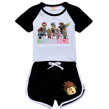 2021 Robloxing Anime Väikelapse Poisi Riided Suvel Puuvillane pidžaama Lühikese Varrukaga T-Särk + lühikesed Püksid Kostüüm Girls Casual sportswear Komplekt