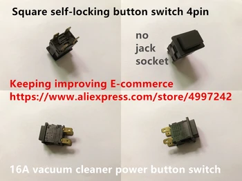 Algne uus 1123 1133 seeria square self-locking button lüliti 4pin 16A tolmuimeja power nupp switch