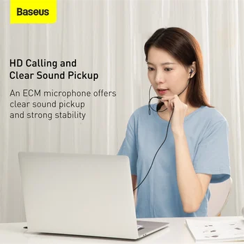 Baseus H19 Juhtmega Kõrvaklapid Bass Heli Kõrvaklappide Peakomplekti 3,5 mm-kõrva Earbuds koos MIC Samsung Xiaomi Huawei Sony Nutitelefonid
