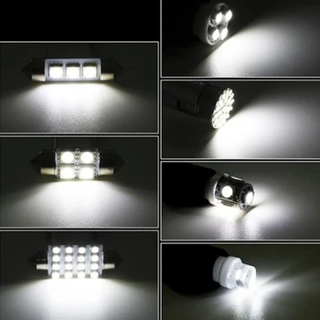 14PCS käsi LED 1157 T10 31 36mm auto interjöör dome muuta numbrimärk kit valge valguse lamp komplekt