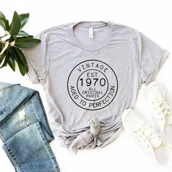 Vintage 1970 Sünnipäeva Tshirt Streetwear 51th T-Särk Naistele, Pluss Suurus Puuvill Lady Riided Fashion O Kaela Lühikesed Varrukad Tees