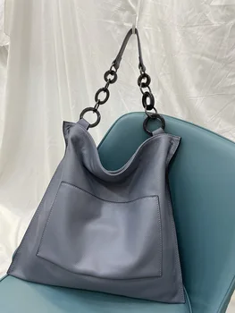 Brand Design Suur naturaalsest Nahast Käekott, Naiste Messenger kotid Metallist rõngas õlarihmaga Õlal kotti Tassima Lady kotid 2021