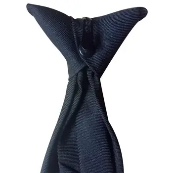 Mens Ühtne Tahke Must Värv Kunstnahast Silk Clip-on Eelnevalt Seotud Kaela Sidemed Politsei Turvalisuse Pulmad, Matused 50x8cm