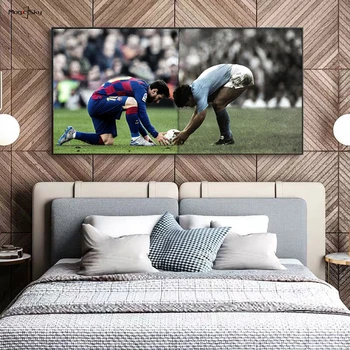 Vintage Jalgpalli Tähed Messi ja Maradona Plakatid ja Pildid Lõuendil Maali Seina Art Pilt elutuba Kodu Kaunistamiseks