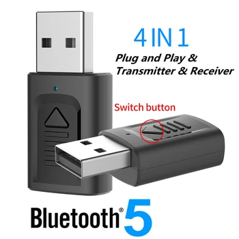 Traadita USB-Bluetooth-Ühilduva Adapter V5.0 Audio Vastuvõtja-Saatja 4 1 3,5 mm AUX-Adapter PC-Arvuti, Muusikakeskuse
